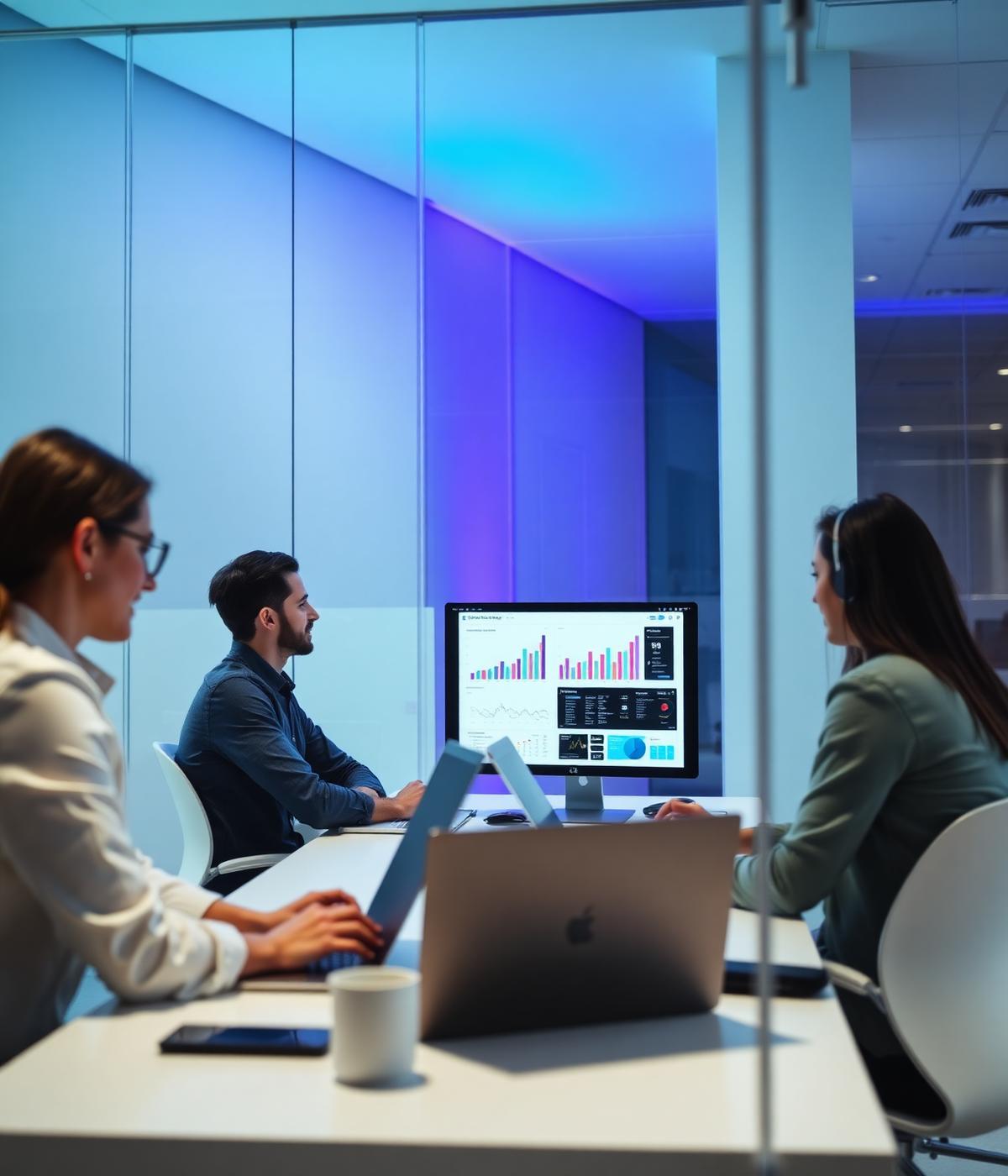 The Marketing Media strategy team reviewing campaign performance